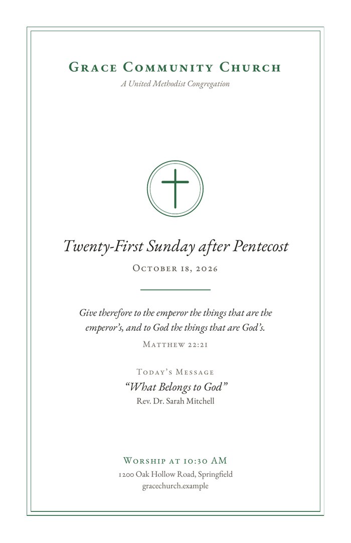 A bulletin cover in the Classic design.