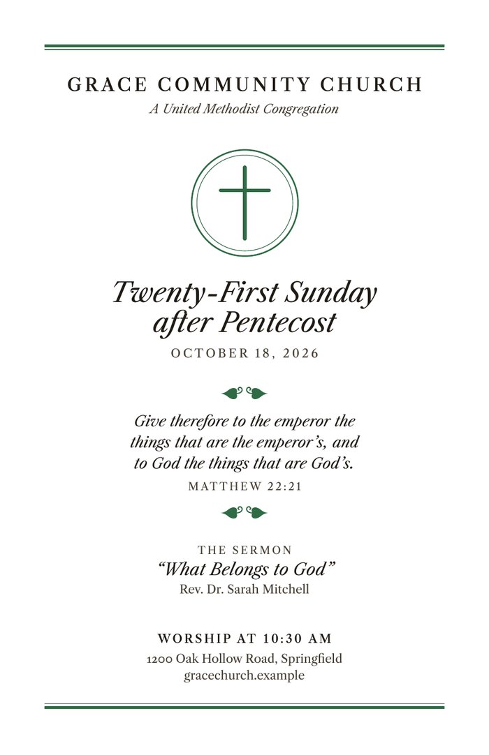 A bulletin cover in the Heritage design.